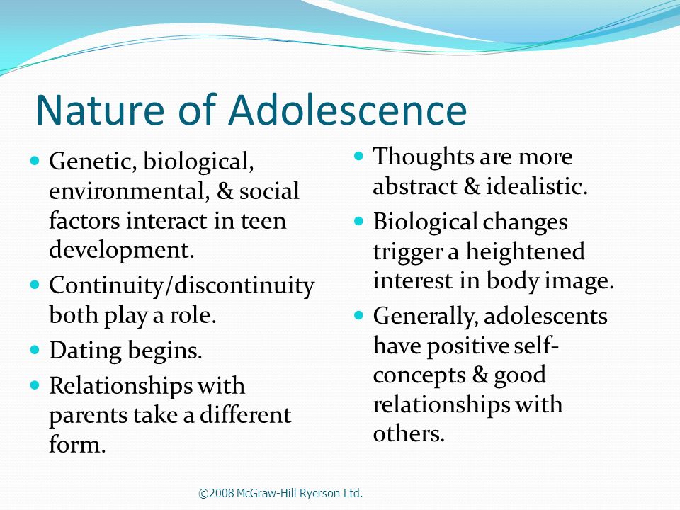 Characteristics of cognitive development in outlet adolescence